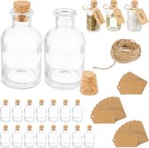 Bouteilles en verre Relaxdays avec bouchon - Pots à épices ronds 60 ml - Pots à épices - Lot de 20