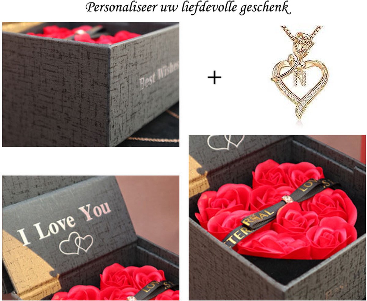 100 Talen Ik Hou Van Je Ketting Met 6 Rozen Luxe Geschenkdoos Voor