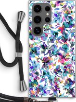 Case Company® - Hoesje met koord geschikt voor Samsung Galaxy S24 Ultra hoesje met Koord - Hibiscus Flowers - Telefoonhoesje met Zwart Koord - Bescherming aan alle Kanten en Over de Schermrand