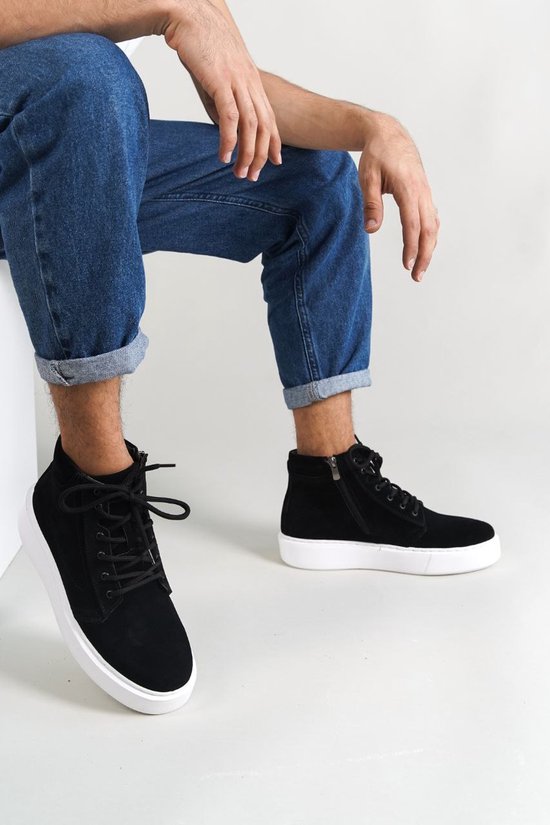 Oscar&Djayds Sneaker Homme - Zwart - Cuir véritable (Suède) - Baskets hautes - chaussures - OD111 - taille 44