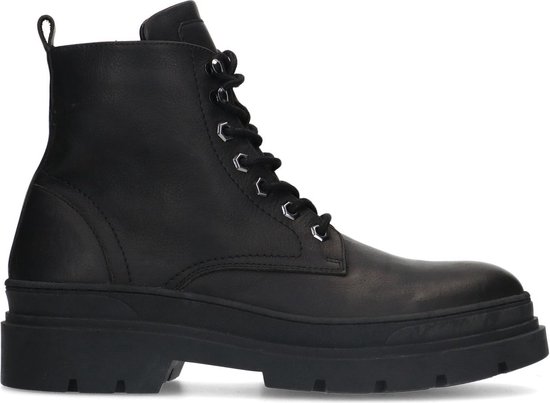 Sacha - Heren - Zwarte leren veterboots - Maat 45