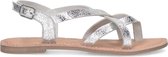 Sacha - Dames - Zilveren leren sandalen met gekruiste bandjes - Maat 39