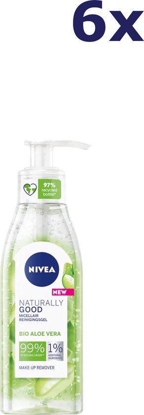 6x Nivea Naturally good micellair washgel 140ML