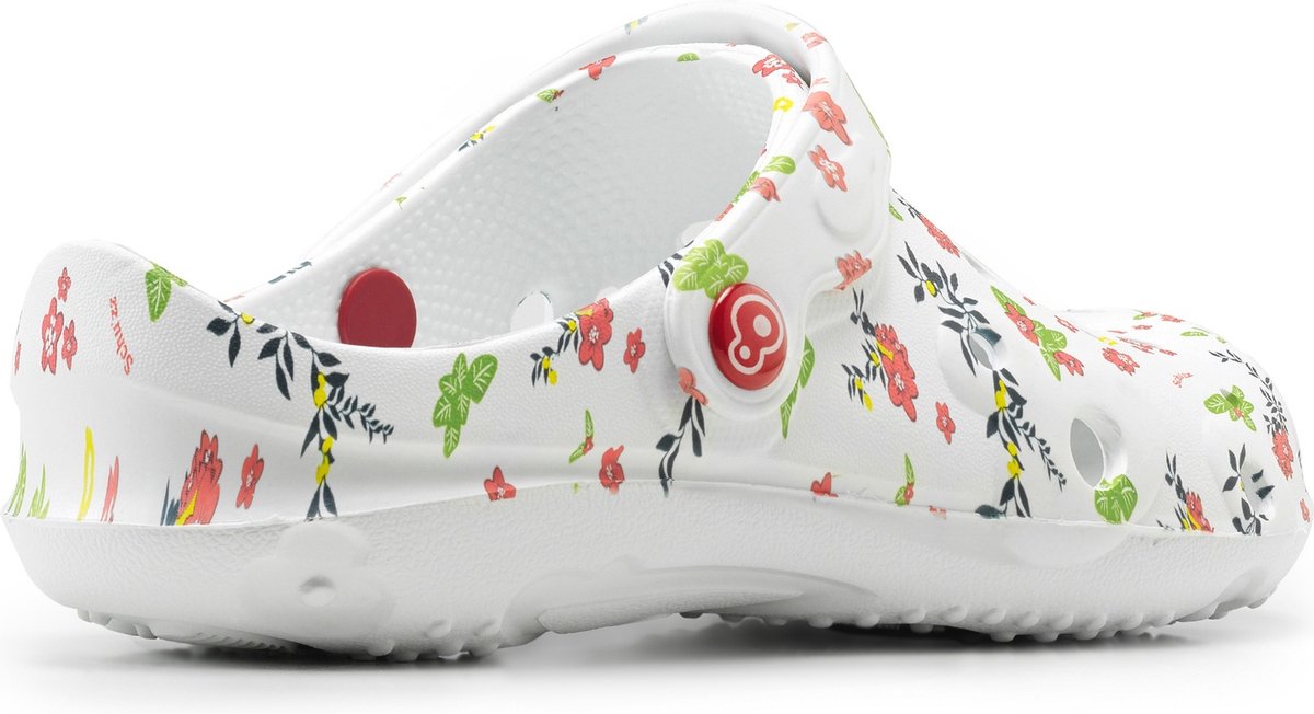 Schu'zz Schuzz damesklompen Globule Femme met Liberty-print op wit / Wit