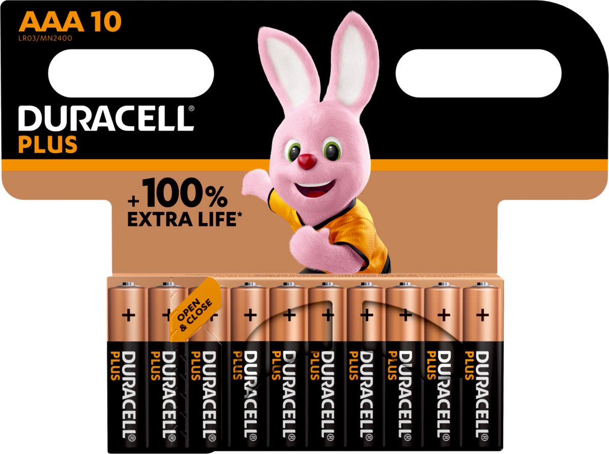 Duracell Plus AAA Alkaline Batterij 10 stuks