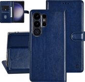 Multimedia & Accessoires PU Lederen Book Case Hoesje geschikt voor Samsung Galaxy S23 Ultra – Blauw - Portemonnee – Met Stand – Kaarthouder – Pasjes Houder – 3 Pasjes - Magneet Sluiting – Bookcase
