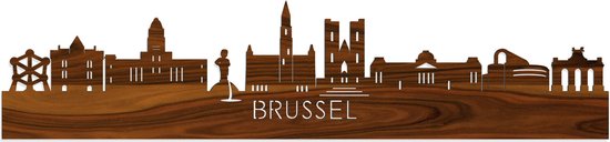 Skyline Brussel Palissander hout - 120 cm - Woondecoratie - Wanddecoratie - Meer steden beschikbaar - Woonkamer idee - City Art - Steden kunst - Cadeau voor hem - Cadeau voor haar - Jubileum - Trouwerij - WoodWideCities