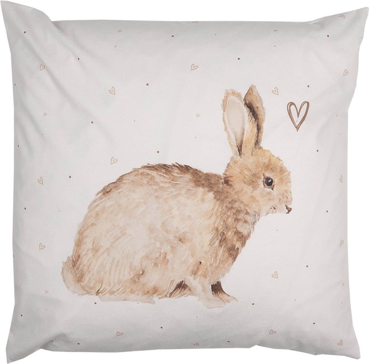 Clayre & Eef Kussenhoes 45x45 cm Wit Polyester Konijn Sierkussenhoes