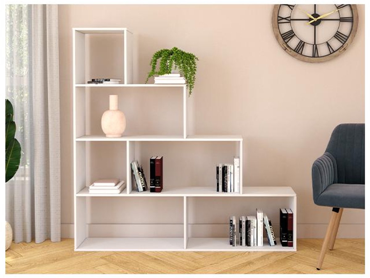 Vente-unique Kast RAJA - 6 niveaus - Kleur: wit