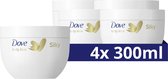 Dove Body Love Pampering Bodycrème - Silky - verwennende vochtinbrengende crème voor een zijdezachte huid - 4 x 300 ml