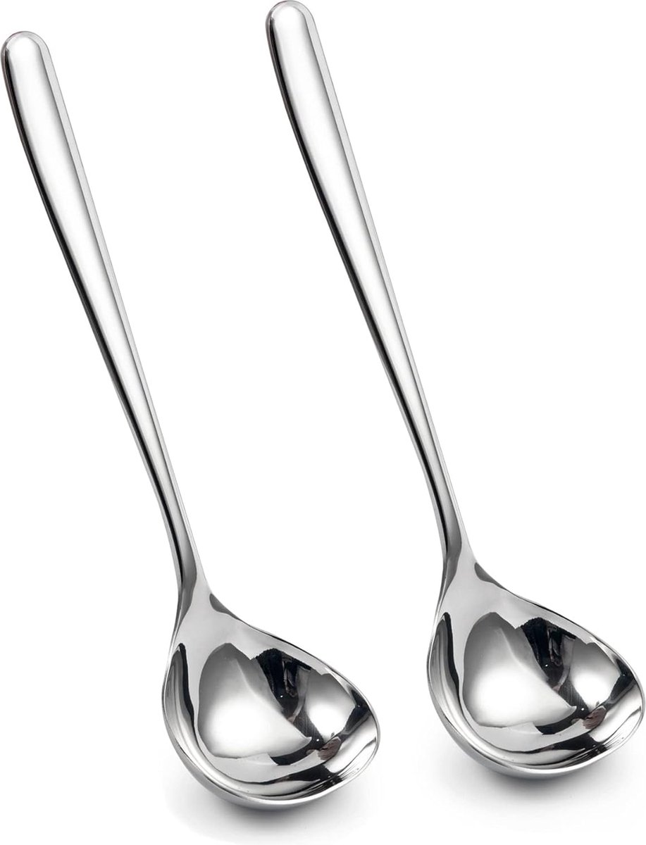 Soeplepel 20,5 cm Kleine Pollepel SUS304 Roestvrijstalen Soeplepel Sauslepel Vaatwasmachinebestendig (Pak van 2)