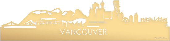 Skyline Vancouver Goud Metallic - 120 cm - Woondecoratie - Wanddecoratie - Meer steden beschikbaar - Woonkamer idee - City Art - Steden kunst - Cadeau voor hem - Cadeau voor haar - Jubileum - Trouwerij - WoodWideCities