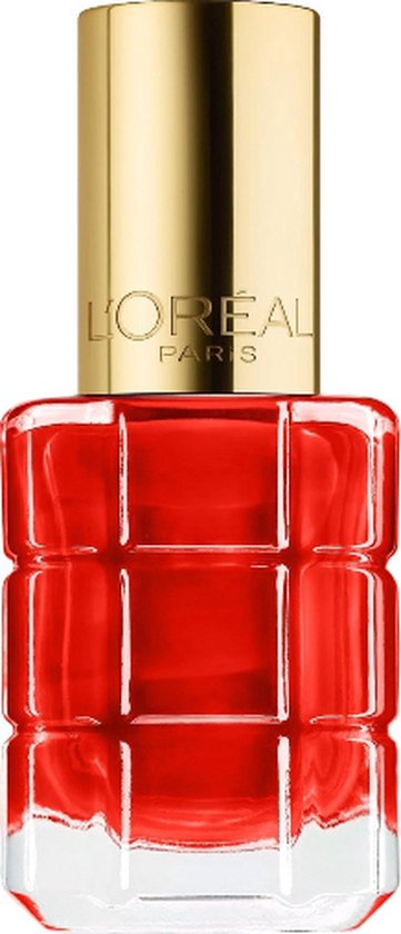 L'Oréal Paris Color Riche Le Vernis à L'Huile nagellakflesje in kleur 446 Rouge Bonaparte, met gouden dop.