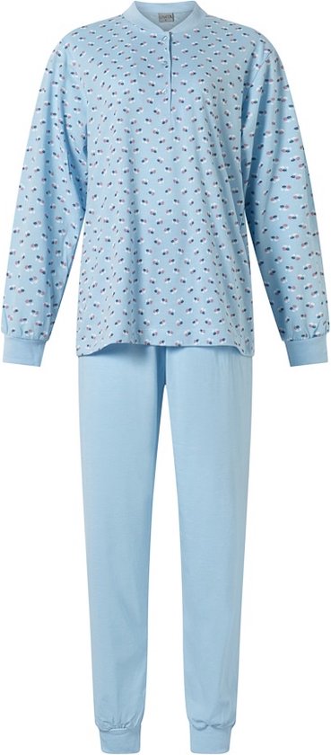 Lunatex - Dames Pyjama - Blauw -Tulp - Katoen - Maat L