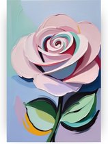 Roze roos - Roos canvas schilderijen - Schilderij bloemen - Landelijk schilderij - Schilderij op canvas - Kantoor decoratie - 40 x 60 cm 18mm