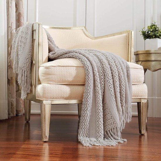 CREVENT Boerderij Roest Gebreide Deken voor Bank Sofa Stoel Bed Woondecoratie, Zacht Warm Gezellig Lichtgewicht voor Lente Zomer Herfst (127 cm X152 cm Marineblauw