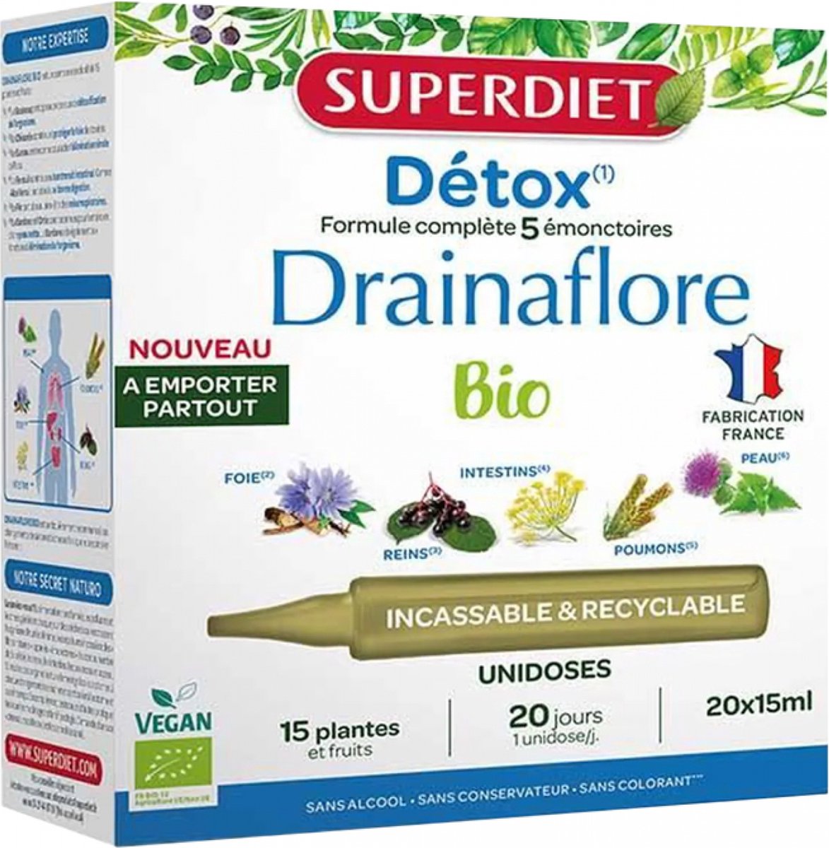 Superdiet Drainaflore Bio Détox 20 Unidoses