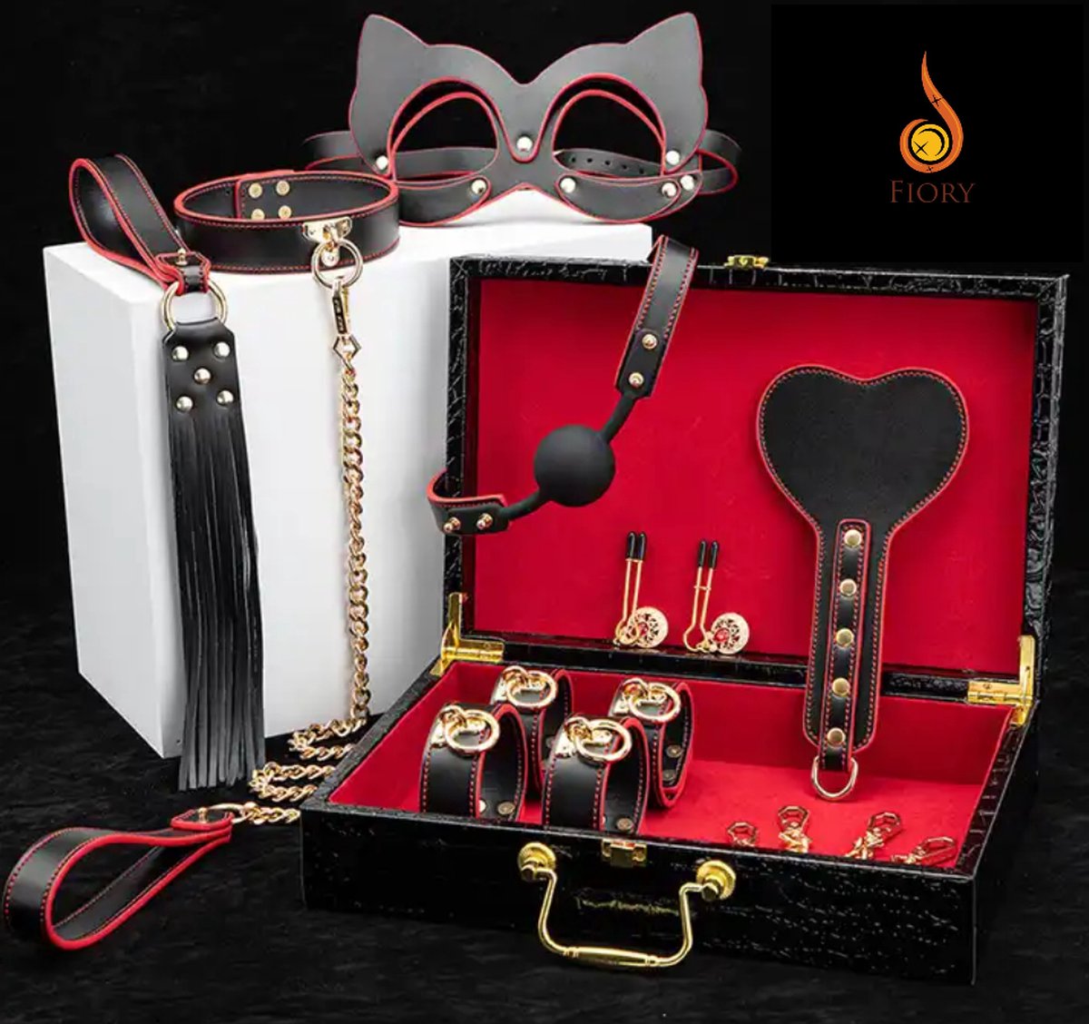 Goedkoopste Fiory Bondage Kit Bdsm Set met opbergkoffer| Bondage | SM | Erotische speeltjes| handboeien| BDSM Set| extra opbergkoffer