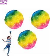 Happy Trendz® 3 Stuks Bounce Nasa Moon Ball (blauw, geel, roze) - met verlichting - led - Stuiter bal extreem krachtig - Bouncing Ball - Rainbow stuiter bal - set van 3 - Nieuw 2024- Fidget TOY SET VAN 3 - DumpBin bal