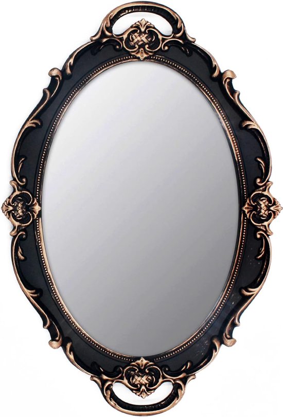 Vintage spiegel kleine hangende wandspiegel 14,5 x 10 inch ovaal bruin Vertaling: Vintage spiegel, kleine hangende wandspiegel, 14,5 x 10 inch, ovaal, bruin.