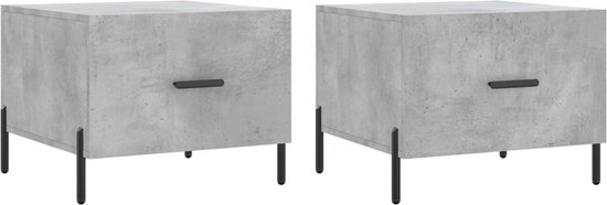 vidaXL Salontafels 2 st 50x50x40 cm bewerkt hout gerookt eikenkleurig, bijzettafel, woonkamertafel, middentafel, banktafel, bank tafel, accenttafel