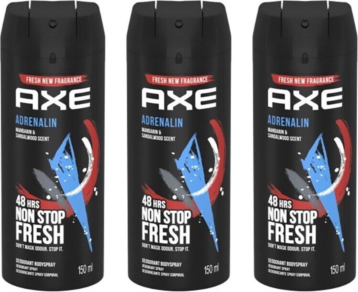 Goedkoopste Axe Adrenaline Deodorant Spray 3 x 150 ml