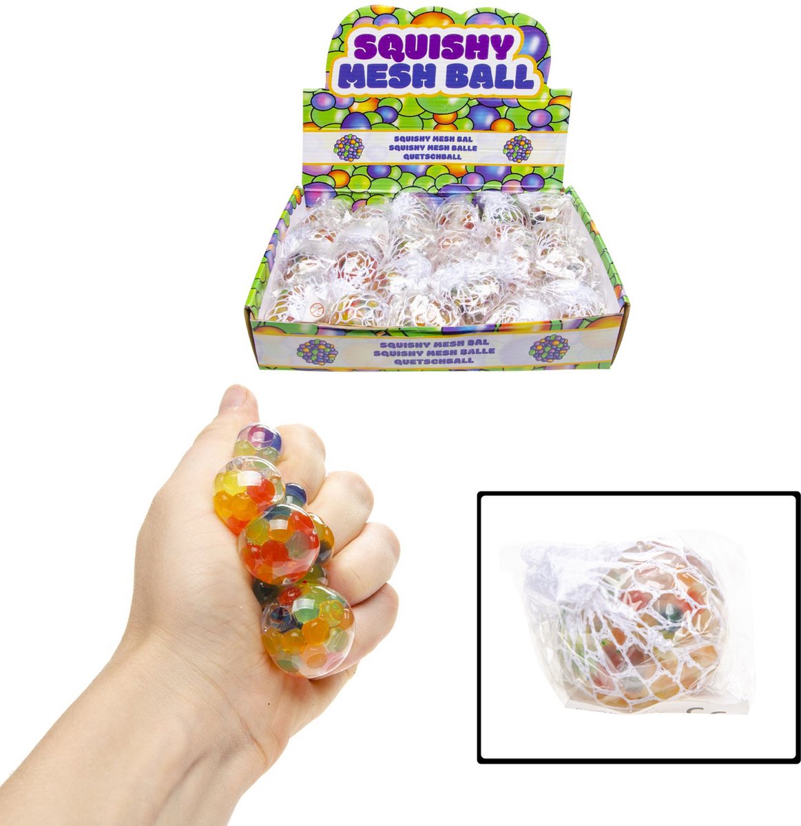 Squishy Mesh Stressbal - Stressbal voor Kinderen - Speelgoed - Traktatie - Uitdeelcadeaus voor Kinderen - 4,5 Centimeter - Merkloos