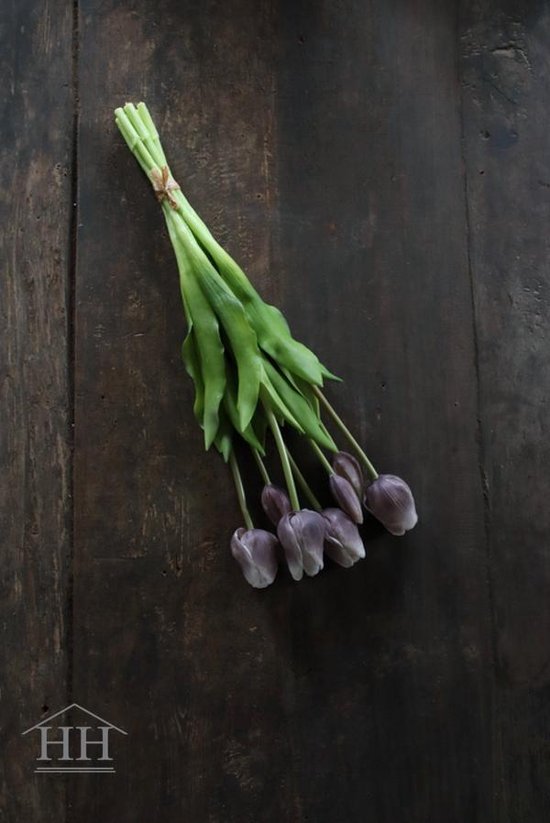 Lange kunst tulpen paars grijs - 47cm - kunstbloemen - tulpen - kunstboeket - tulpenboeket - kunsttulpen - nep tulpen - tulpen die net echt lijken