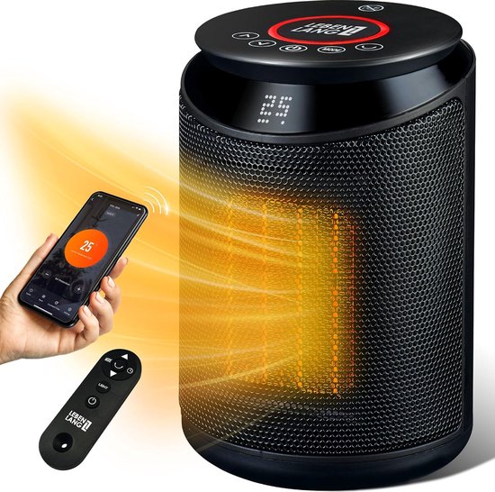 Elektrische Kachel 2000W - App & Afstandsbediening - Energiebesparende Keramische Kachel - Stil - Snelle Warmte - Zwart