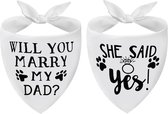Honden bandana set Will You Marry my Dad en She Said Yes - hond - bandana - aanzoek - valentijn - huwelijk