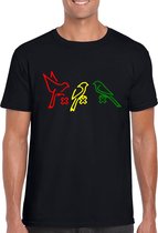 Chemise homme BIRDS AMSTERDAM - Zwart - Taille L - Manches courtes - - Col rond - Coupe Regular - Ajax 020 Amsterdam - Bob Marley - Rastabirds - Rastafari - Paroles originales