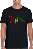 BIRDS AMSTERDAM herenshirt - Zwart - Maat L - Korte mouwen - - Ronde Hals - Normale Pasvorm - Ajax 020 Amsterdam - Bob Marley - Rastabirds - Rastafari - Originele teksten