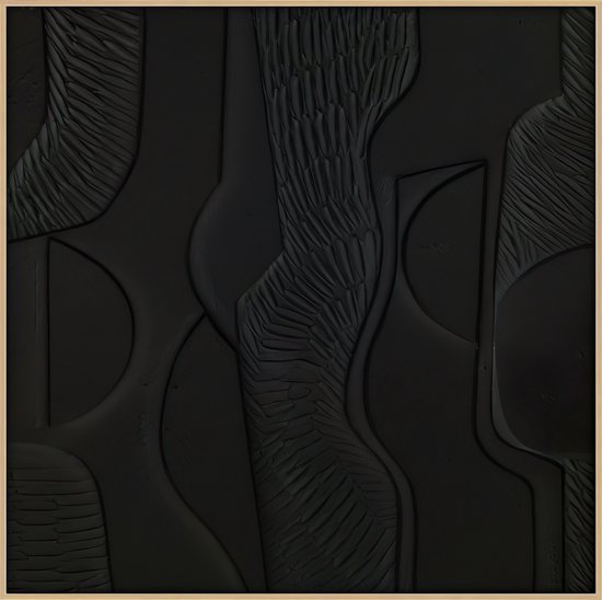 Ter Halle - Schilderij - 3D Art - Zwarte Abstracte Golven - 100x100cm
