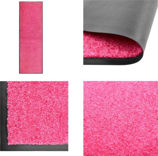 vidaXL Deurmat wasbaar 60x180 cm roze - Mat - Matten - Deurmat - Deurmatten