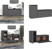 vidaXL Tv-meubelen 2 st massief grenenhout grijs - Tv-kast - Tv-kasten - Tv-meubel - Hifi-meubel
