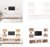 vidaXL Tv-meubelen 7 st massief grenenhout wit - Tv-kast - Tv-kasten - Tv-meubel - Hifi-meubel