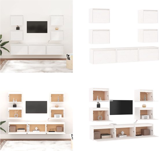 VidaXL Tv-meubelen 7 st massief grenenhout