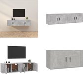 vidaXL Tv-wandmeubels 2 st 80x34-5x40 cm betongrijs - Tv-kast - Tv-kasten - Tv-wandmeubel - Televisiekast
