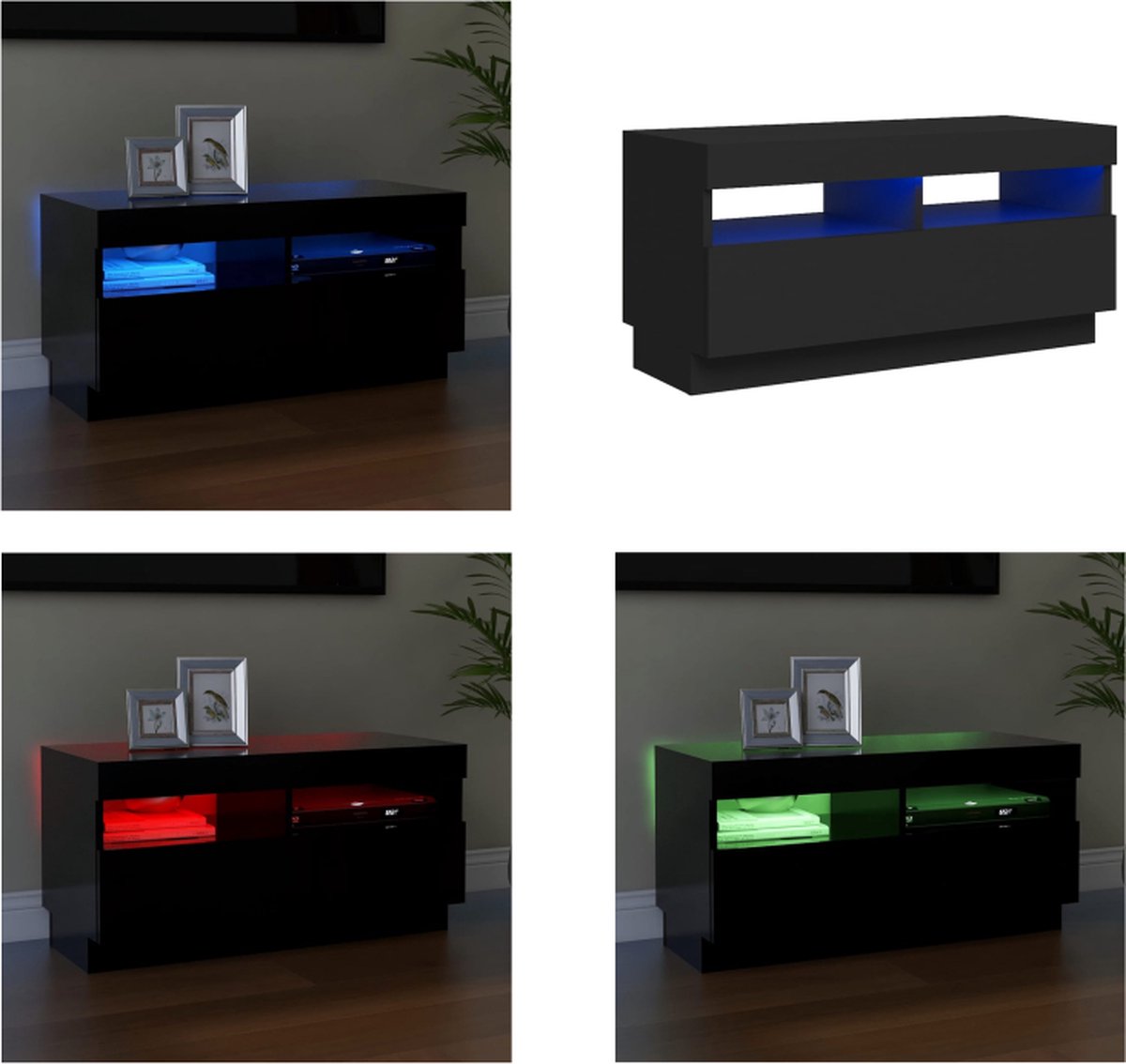 vidaXL - Tv-meubel - met - LED-verlichting - 80x35x40 - cm - zwart
