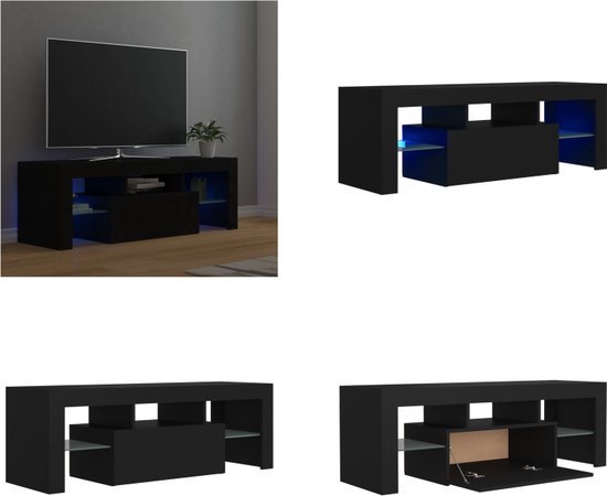 vidaXL Meuble TV avec éclairage LED 120x35x40 cm Noir - Meuble TV - Meubles TV - Meuble de télévision - Meubles de télévision