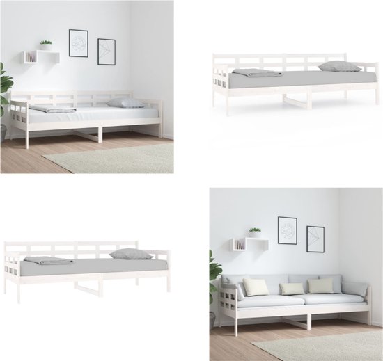 vidaXL Slaapbank massief grenenhout wit 80x200 cm - Slaapbank - Slaapbanken - Bedbank - Bed