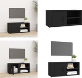 vidaXL Tv-meubel 80x31-5x36 cm bewerkt hout zwart - Tv-kast - Tv-kasten - Tv-meubel - Hifi-meubel