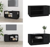 vidaXL Tv-meubel 80x35x40-5 cm massief grenenhout zwart - Tv-kast - Tv-kasten - Tv-meubel - Hifi-meubel