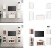 vidaXL Tv-meubelen 5 st massief grenenhout wit - Tv-kast - Tv-kasten - Tv-meubel - Hifi-meubel