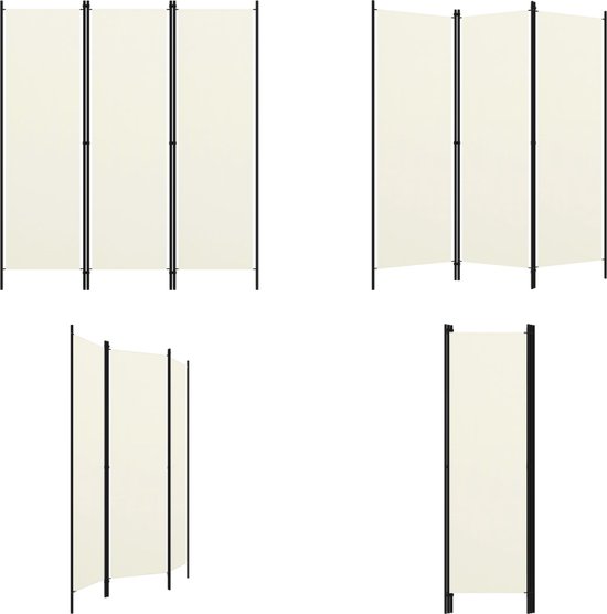 vidaXL Kamerscherm met 3 panelen 150x180 cm crèmewit - Scheidingswand - Scheidingswanden - Ruimteverdeler - Ruimteverdelers