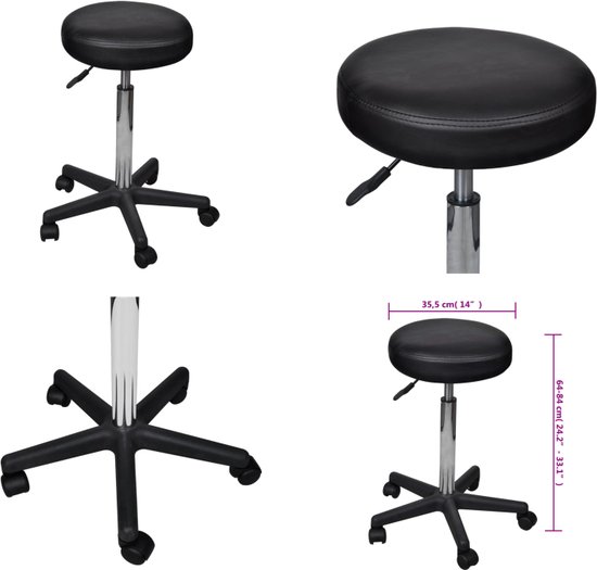 vidaXL Kantoorkruk zwart - Kantoorstoel - Kantoorstoelen - Computer En Tafelstoel - Computer En Tafelstoelen