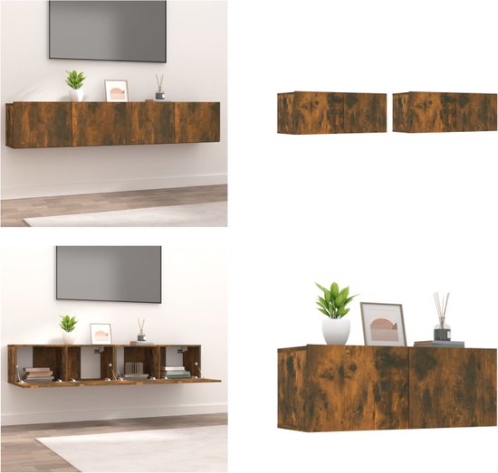 vidaXL Tv-meubel 100x31x39,5 cm bewerkt hout metaal grijs sonoma eiken, tv kast, wandkast, tv dressoir, opbergkast, tv kastje, tv wandmeubel