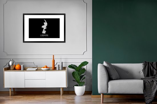 Cadre photo avec affiche - Limbourg - Carte - Pays- Nederland - 90x60 cm - Cadre pour affiche