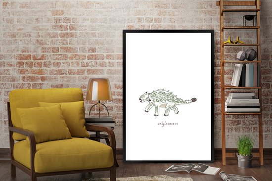 Cadre photo avec affiche - Chambre d'enfant - Dinosaurus - Ankylosaure - Garçons - Filles - Enfants - 80x120 cm - Cadre pour affiche