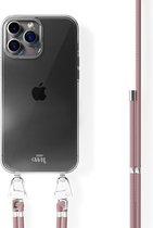 xoxo Wildhearts siliconen hoesje - Geschikt voor iPhone 15 Pro - Pink Vibes - Telefoonhoesje - Hoesje met koord - telefoonkoord - Roze - Transparant hoesje